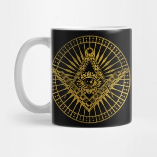 All Seeing Mystic Eye in Masonic Compass Mug